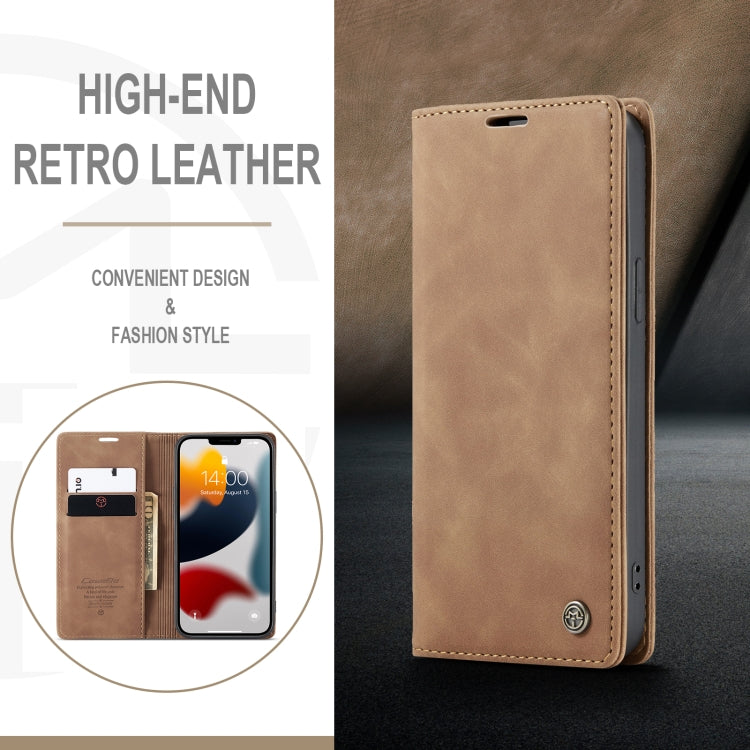 For iPhone 13 Pro Max CaseMe-013 Multifunctional Retro Frosted Horizontal Flip Leather Case with Card Slot & Holder & Wallet (Brown) - free shipping - PMC Jewellery - Order now!