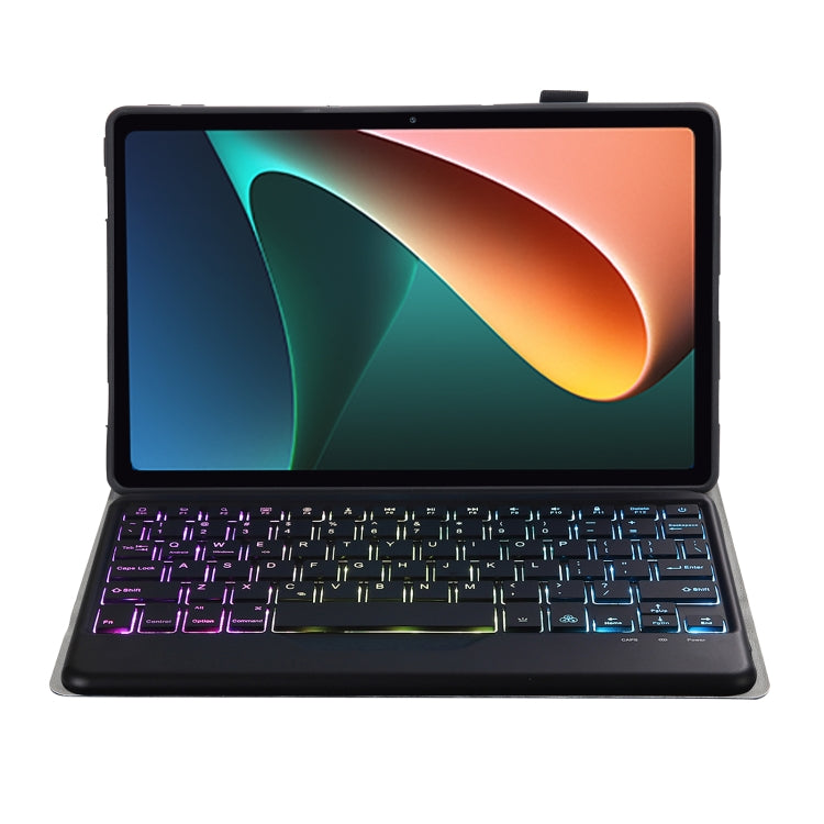 A0N5BS Ultra-thin Tri-color Backlight Detachable Lambskin Texture TPU Bluetooth Keyboard Leather Tablet Case with Holder For Xiaomi Pad 5 / 5 Pro(Black) - Others Keyboard by PMC TechLife | Online Shopping South Africa | PMC TechLife