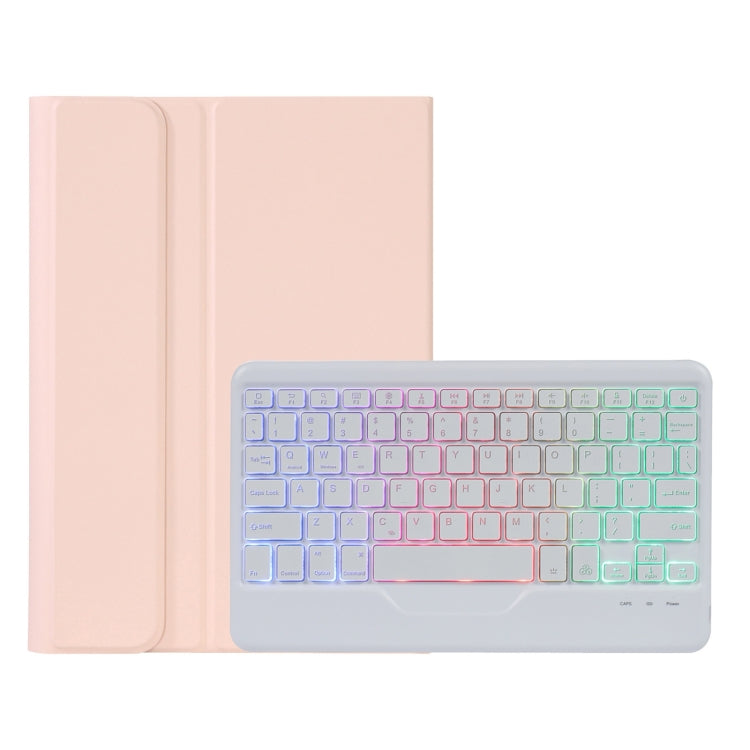 A0N5BS Ultra-thin Tri-color Backlight Detachable Lambskin Texture TPU Bluetooth Keyboard Leather Tablet Case with Holder For Xiaomi Pad 5 / 5 Pro(Pink) - Xiaomi Keyboard by PMC TechLife | Online Shopping South Africa | PMC TechLife | Buy Now Pay Later Mobicred