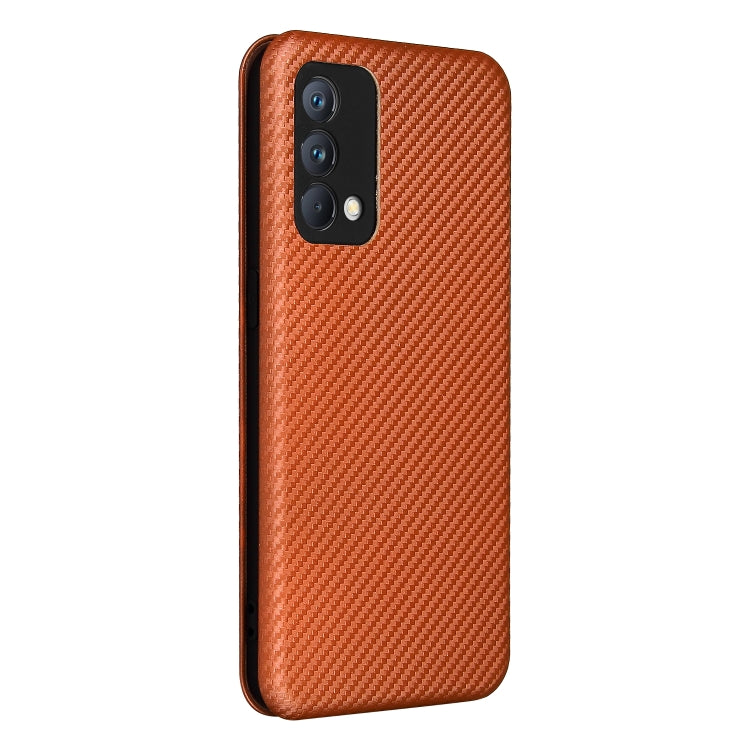 Carbon Fiber Texture Horizontal Flip TPU + PC + PU Leather Case with Card Slot For OPPO Realme GT Master(Brown) - Realme Cases by PMC TechLife | Online Shopping South Africa | PMC TechLife | Buy Now Pay Later Mobicred