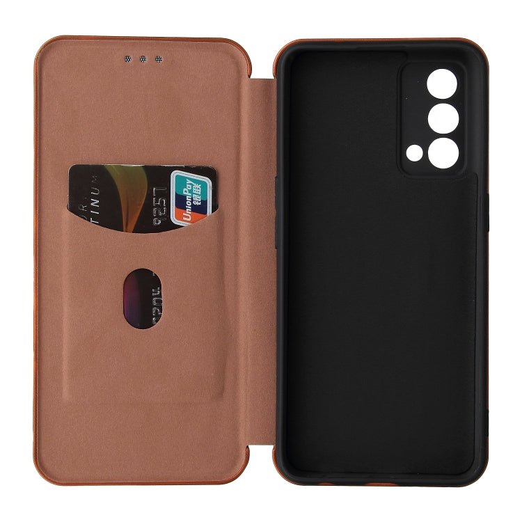 Carbon Fiber Texture Horizontal Flip TPU + PC + PU Leather Case with Card Slot For OPPO Realme GT Master(Brown) - Realme Cases by PMC TechLife | Online Shopping South Africa | PMC TechLife | Buy Now Pay Later Mobicred