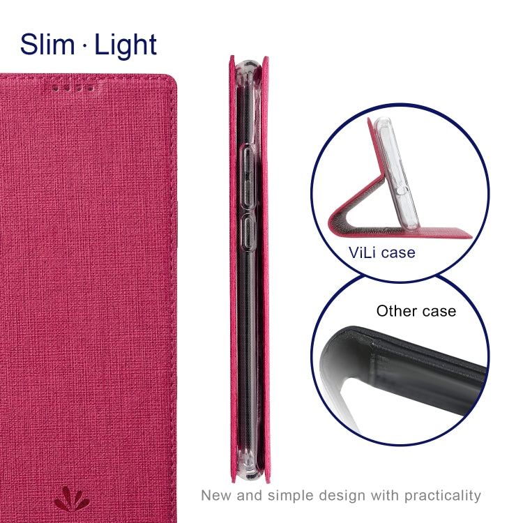 For Sharp Aquos R6 ViLi DMX Series Shockproof TPU + PU Leather Magnetic Attraction Horizontal Flip Case with Card Slot & Holder(Rose Red) - free shipping - PMC Jewellery - Order now!