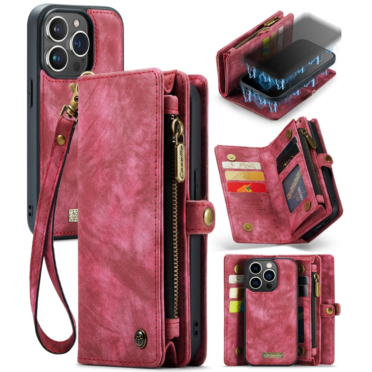 For iPhone 13 Pro Max CaseMe-008 Detachable Multifunctional Horizontal Flip Leather Case with Card Slot & Holder & Zipper Wallet & Photo Frame (Red) - free shipping - PMC Jewellery - Order now!