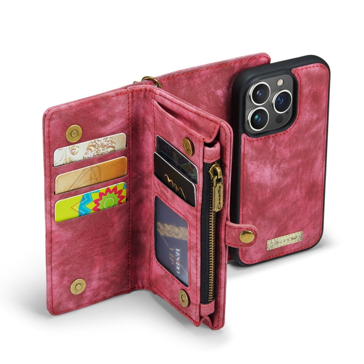 For iPhone 13 Pro Max CaseMe-008 Detachable Multifunctional Horizontal Flip Leather Case with Card Slot & Holder & Zipper Wallet & Photo Frame (Red) - free shipping - PMC Jewellery - Order now!