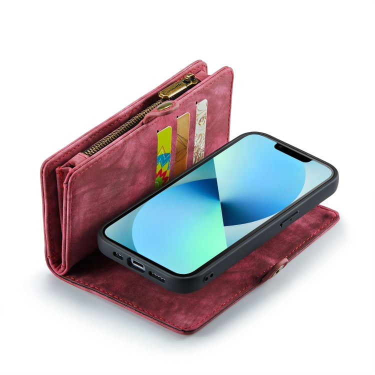 For iPhone 13 Pro Max CaseMe-008 Detachable Multifunctional Horizontal Flip Leather Case with Card Slot & Holder & Zipper Wallet & Photo Frame (Red) - free shipping - PMC Jewellery - Order now!
