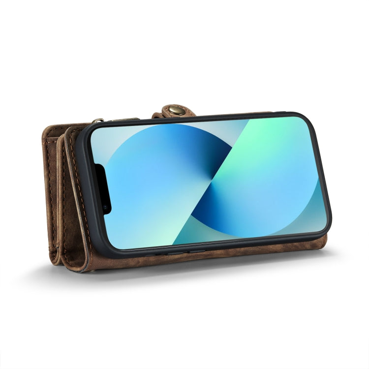 For iPhone 13 Pro CaseMe-008 Detachable Multifunctional Horizontal Flip Leather Case with Card Slot & Holder & Zipper Wallet & Photo Frame (Brown) - free shipping - PMC Jewellery - Order now!
