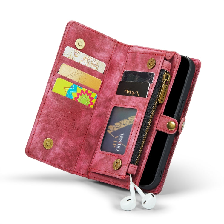 For iPhone 13 CaseMe-008 Detachable Multifunctional Horizontal Flip Leather Case with Card Slot & Holder & Zipper Wallet & Photo Frame(Red) - free shipping - PMC Jewellery - Order now!