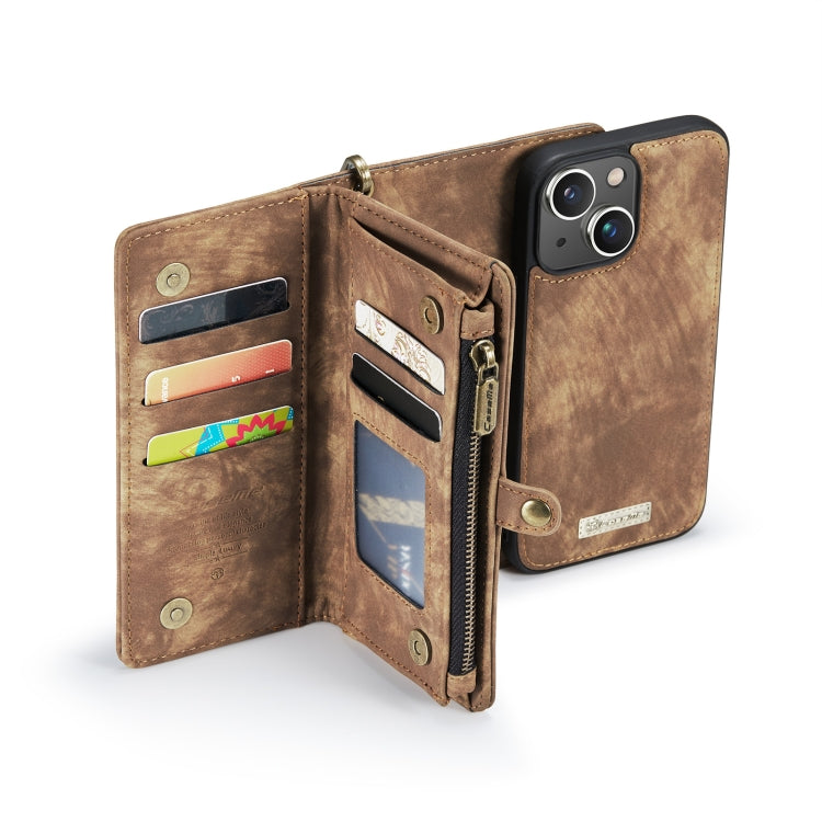 For iPhone 13 mini CaseMe-008 Detachable Multifunctional Horizontal Flip Leather Case with Card Slot & Holder & Zipper Wallet & Photo Frame (Brown) - free shipping - PMC Jewellery - Order now!