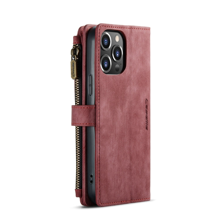 For iPhone 13 Pro Max CaseMe-C30 PU + TPU Multifunctional Horizontal Flip Leather Case with Holder & Card Slot & Wallet & Zipper Pocket (Red) - free shipping - PMC Jewellery - Order now!