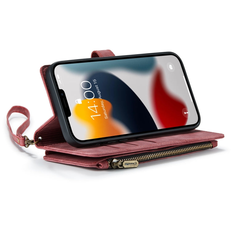 For iPhone 13 Pro Max CaseMe-C30 PU + TPU Multifunctional Horizontal Flip Leather Case with Holder & Card Slot & Wallet & Zipper Pocket (Red) - free shipping - PMC Jewellery - Order now!