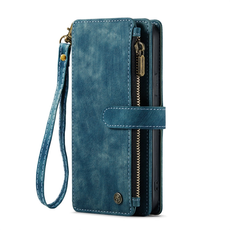 For iPhone 13 Pro CaseMe-C30 PU + TPU Multifunctional Horizontal Flip Leather Case with Holder & Card Slot & Wallet & Zipper Pocket (Blue) - iPhone 13 Pro Cases by CaseMe | Online Shopping South Africa | PMC Jewellery | Buy Now Pay Later Mobicred