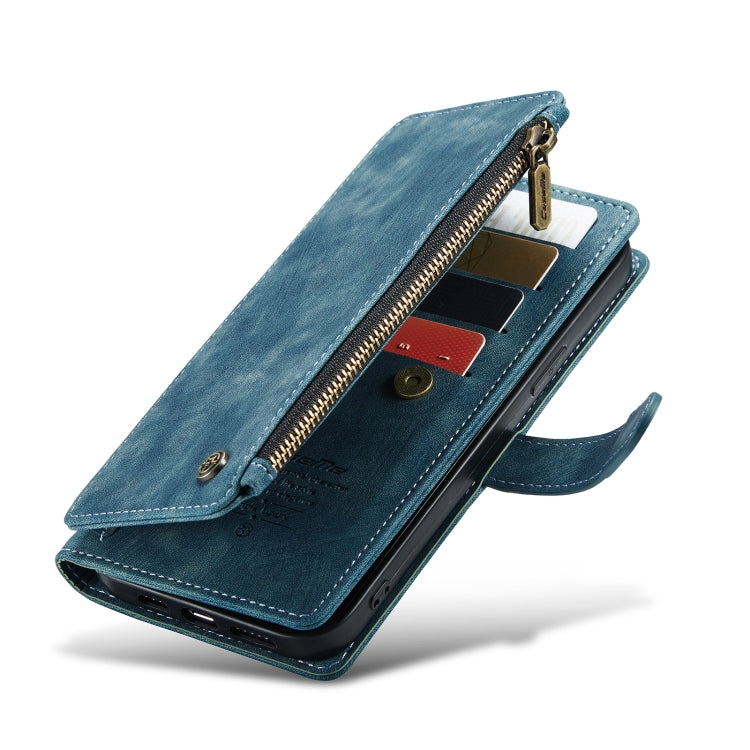 For iPhone 13 Pro CaseMe-C30 PU + TPU Multifunctional Horizontal Flip Leather Case with Holder & Card Slot & Wallet & Zipper Pocket (Blue) - iPhone 13 Pro Cases by CaseMe | Online Shopping South Africa | PMC Jewellery | Buy Now Pay Later Mobicred