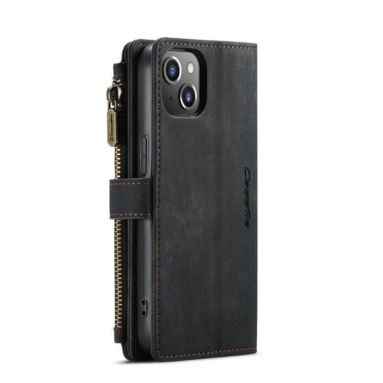 For iPhone 13 CaseMe-C30 PU + TPU Multifunctional Horizontal Flip Leather Case with Holder & Card Slot & Wallet & Zipper Pocket(Black) - iPhone 13 Cases by CaseMe | Online Shopping South Africa | PMC TechLife