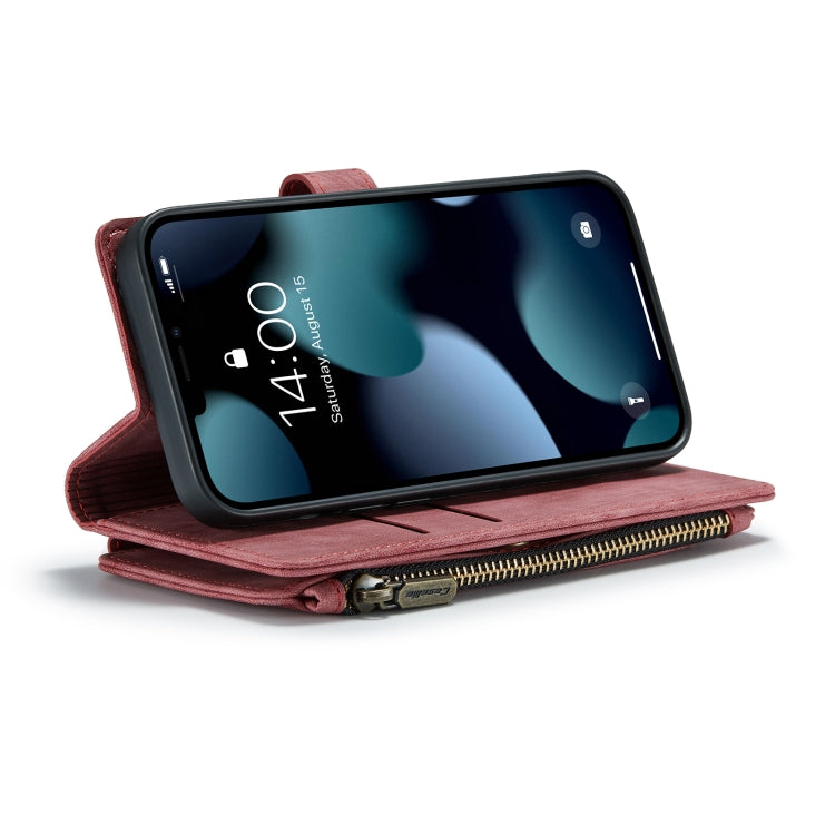 For iPhone 13 CaseMe-C30 PU + TPU Multifunctional Horizontal Flip Leather Case with Holder & Card Slot & Wallet & Zipper Pocket(Red) - iPhone 13 Cases by CaseMe | Online Shopping South Africa | PMC Jewellery | Buy Now Pay Later Mobicred