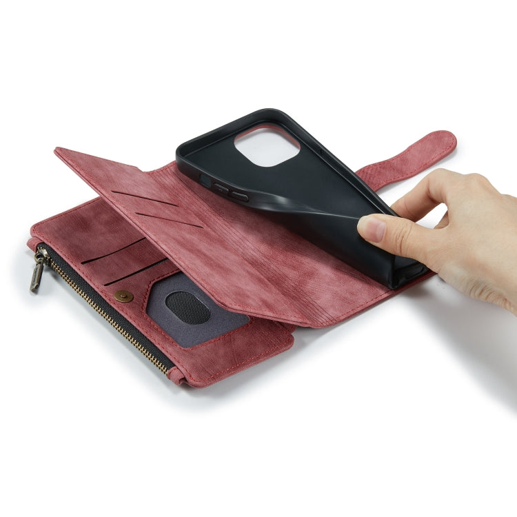 For iPhone 13 CaseMe-C30 PU + TPU Multifunctional Horizontal Flip Leather Case with Holder & Card Slot & Wallet & Zipper Pocket(Red) - iPhone 13 Cases by CaseMe | Online Shopping South Africa | PMC Jewellery | Buy Now Pay Later Mobicred