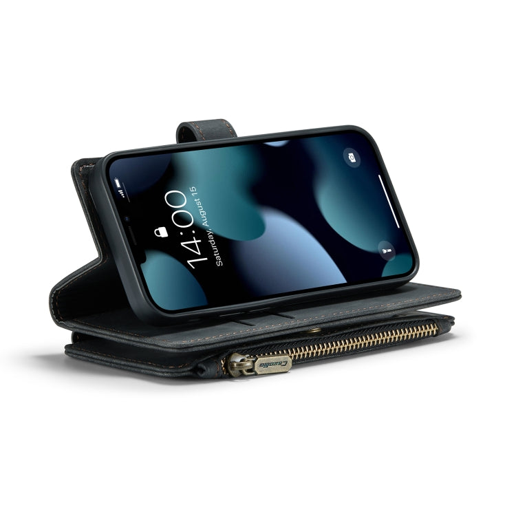 For iPhone 13 mini CaseMe-C30 PU + TPU Multifunctional Horizontal Flip Leather Case with Holder & Card Slot & Wallet & Zipper Pocket (Black) - free shipping - PMC Jewellery - Order now!