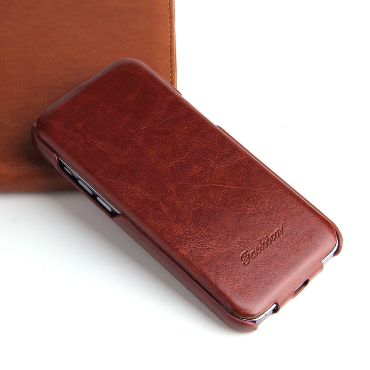 For iPhone 13 Pro Fierre Shann Retro Oil Wax Texture Vertical Flip PU Leather Case (Brown) - iPhone 13 Pro Cases by FIERRE SHANN | Online Shopping South Africa | PMC TechLife | Buy Now Pay Later Mobicred