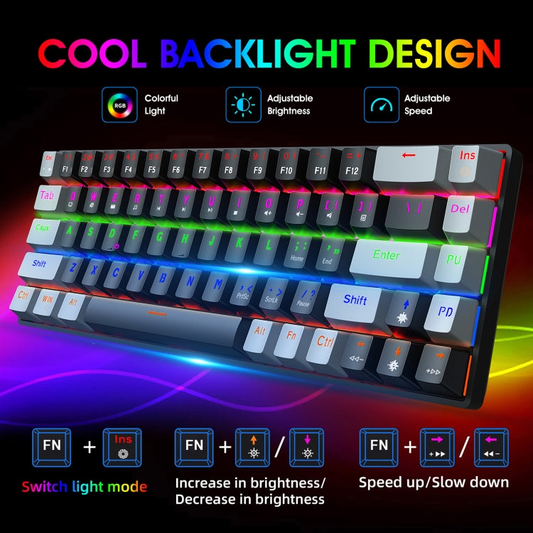 HXSJ V800 68 Keys Type-C Wired Cool Backlight Mechanical Keyboard(Blue Shaft) - free shipping - PMC Jewellery - Order now!