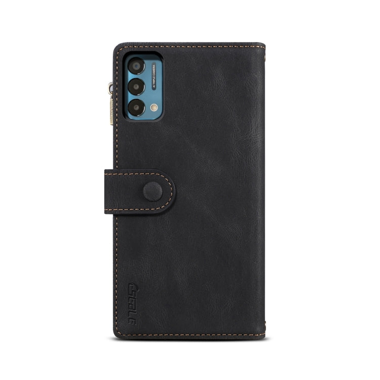 For OnePlus Nord N200 5G Retro Frosted Horizontal Flip Leather Case with Holder & Card Slot & Wallet & Zipper Pocket & Lanyard(Black) - OnePlus Cases by PMC TechLife | Online Shopping South Africa | PMC TechLife | Buy Now Pay Later Mobicred