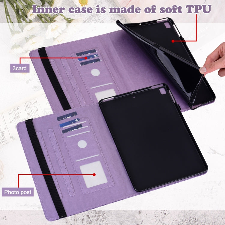 For Huawei MediaPad M5 lite Tree & Deer Pattern Pressed Printing Horizontal Flip PU Leather Case with Holder & Card Slots(Purple) - Huawei by PMC TechLife | Online Shopping South Africa | PMC TechLife | Buy Now Pay Later Mobicred