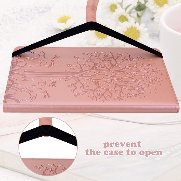 For Lenovo M10 TB-X505L Tree & Deer Pattern Pressed Printing Horizontal Flip PU Leather Case with Holder & Card Slots(Pink) - Lenovo by PMC TechLife | Online Shopping South Africa | PMC TechLife | Buy Now Pay Later Mobicred