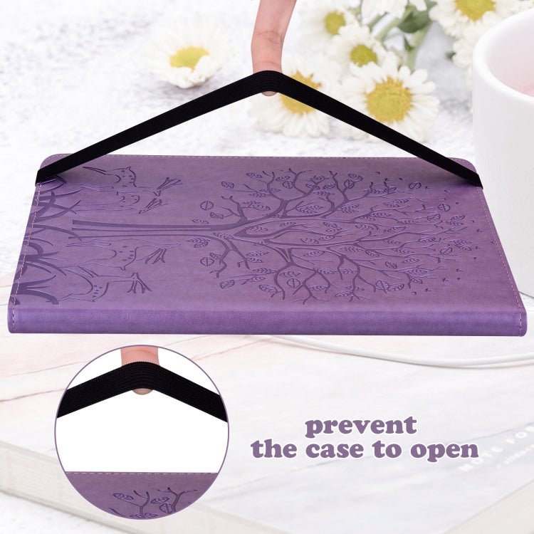 For Amazon Kindle Fire HD 10 / 10 Plus 2021 Tree & Deer Pattern Pressed Printing Horizontal Flip PU Leather Case with Holder & Card Slots(Purple) - Amazon by PMC TechLife | Online Shopping South Africa | PMC TechLife | Buy Now Pay Later Mobicred
