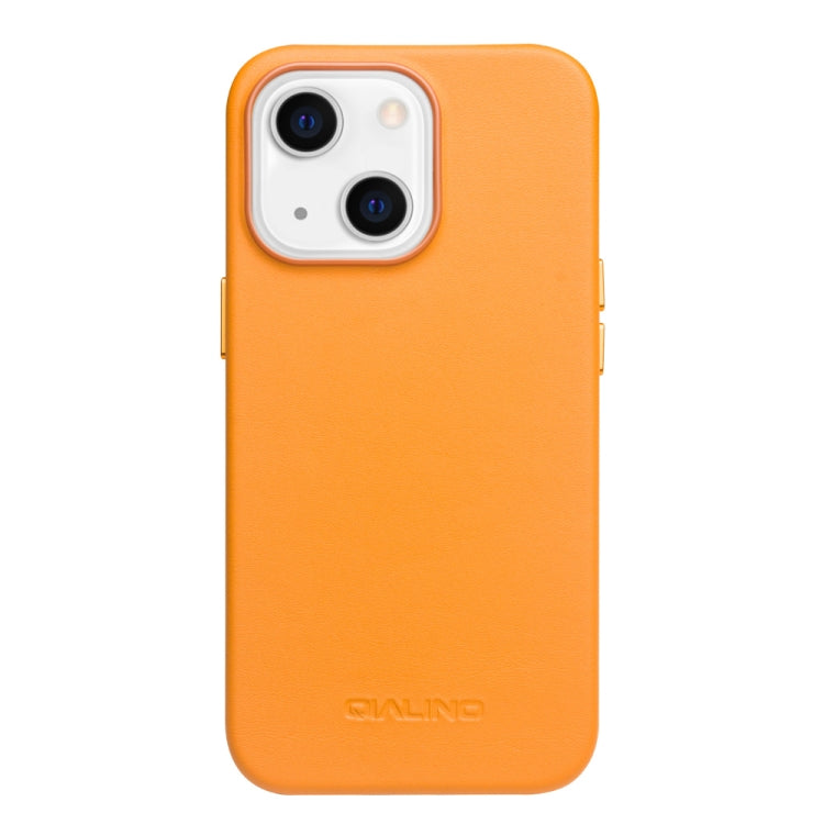 For iPhone 13 QIALINO Nappa Cowhide MagSafe Magnetic Protective Case(Orange) - free shipping - PMC Jewellery - Order now!