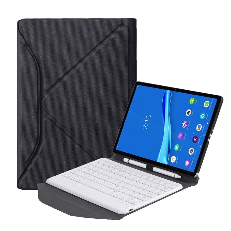 BM10 Diamond Texture Detachable Bluetooth Keyboard Leather Tablet Case with Pen Slot & Triangular Back Support For Lenovo Smart Tab M10 HPD Plus TB-X606F 10.3 inch(Black White) - Lenovo Keyboard by PMC TechLife | Online Shopping South Africa | PMC TechLife