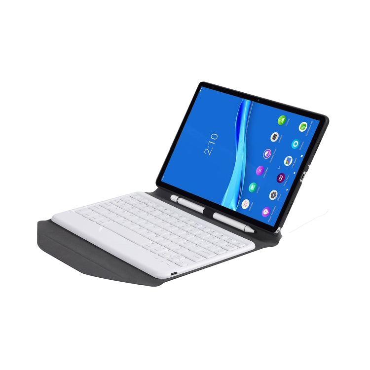BM10 Diamond Texture Detachable Bluetooth Keyboard Leather Tablet Case with Pen Slot & Triangular Back Support For Lenovo Smart Tab M10 HPD Plus TB-X606F 10.3 inch(Black White) - Lenovo Keyboard by PMC TechLife | Online Shopping South Africa | PMC TechLife