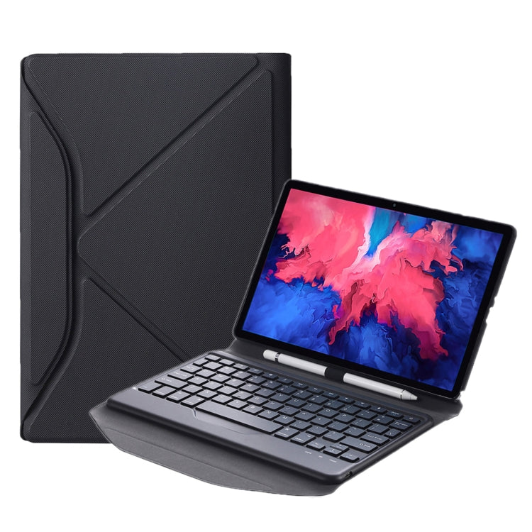 BM12 Diamond Texture Detachable Bluetooth Keyboard Leather Tablet Case with Pen Slot & Triangular Back Support For Lenovo Pad Plus 11 inch TB-J607F / Tab P11 11 inch TB-J606F(Black) - Lenovo Keyboard by PMC TechLife | Online Shopping South Africa | PMC TechLife