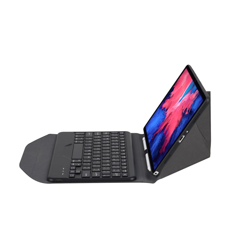 BM12 Diamond Texture Detachable Bluetooth Keyboard Leather Tablet Case with Pen Slot & Triangular Back Support For Lenovo Pad Plus 11 inch TB-J607F / Tab P11 11 inch TB-J606F(Black) - Lenovo Keyboard by PMC TechLife | Online Shopping South Africa | PMC TechLife