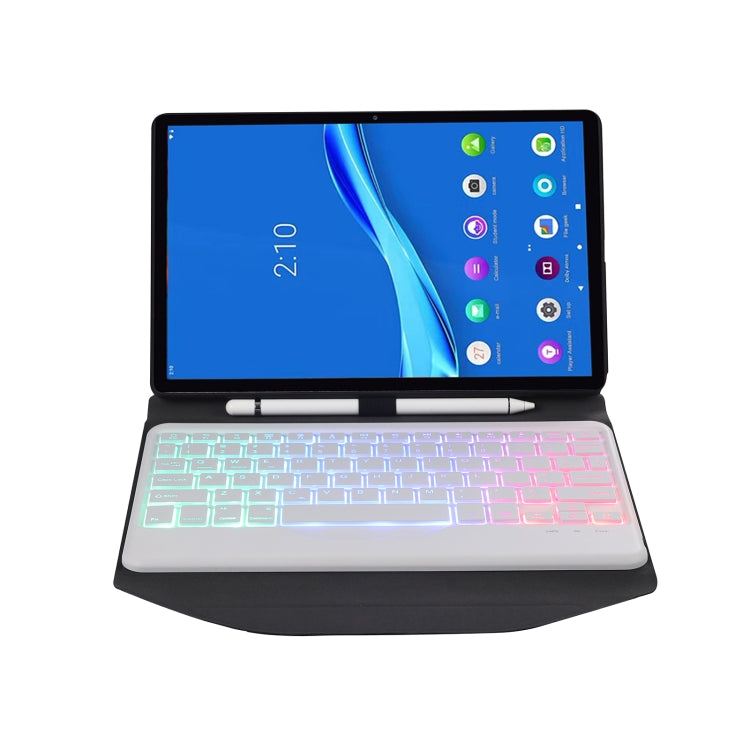 BM10S Backlight Edition Diamond Texture Detachable Bluetooth Keyboard Leather Tablet Case with Pen Slot & Triangular Back Support For Lenovo Smart Tab M10 HPD Plus TB-X606F 10.3 inch(Black White) - Lenovo Keyboard by PMC TechLife | Online Shopping South Africa | PMC TechLife
