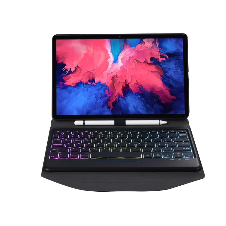 BM12S Backlight Edition Diamond Texture Detachable Bluetooth Keyboard Leather Tablet Case with Pen Slot & Triangular Back Support For Lenovo Pad Plus 11 inch TB-J607F / Tab P11 11 inch TB-J606F(Black) - free shipping - PMC TechLife - Order now!