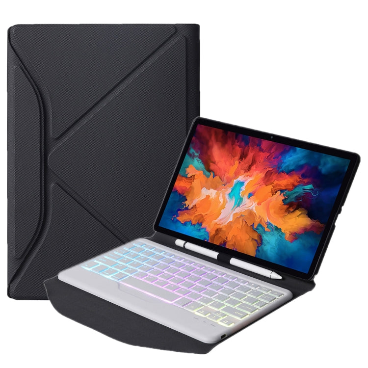 BM13S Backlight Edition Diamond Texture Detachable Bluetooth Keyboard Leather Tablet Case with Pen Slot & Triangular Back Support For Lenovo Pad Pro 11.5 inch 2021 TB-J716F / Tab P11 Pro 11.5 inch TB-J706F(Black White) - Lenovo Keyboard by PMC TechLife | Online Shopping South Africa | PMC TechLife