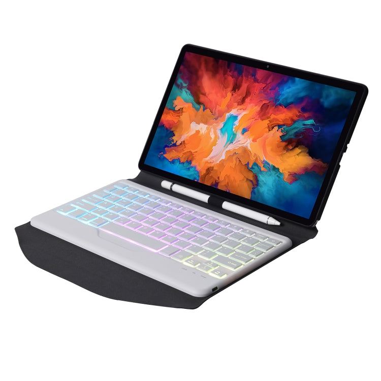 BM13S Backlight Edition Diamond Texture Detachable Bluetooth Keyboard Leather Tablet Case with Pen Slot & Triangular Back Support For Lenovo Pad Pro 11.5 inch 2021 TB-J716F / Tab P11 Pro 11.5 inch TB-J706F(Black White) - Lenovo Keyboard by PMC TechLife | Online Shopping South Africa | PMC TechLife