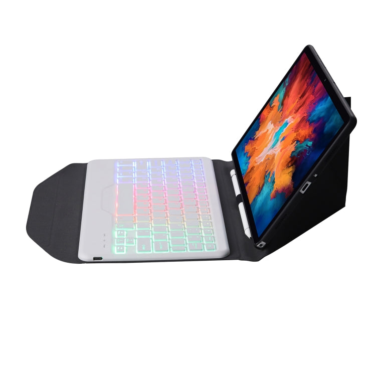 BM13S Backlight Edition Diamond Texture Detachable Bluetooth Keyboard Leather Tablet Case with Pen Slot & Triangular Back Support For Lenovo Pad Pro 11.5 inch 2021 TB-J716F / Tab P11 Pro 11.5 inch TB-J706F(Black White) - Lenovo Keyboard by PMC TechLife | Online Shopping South Africa | PMC TechLife