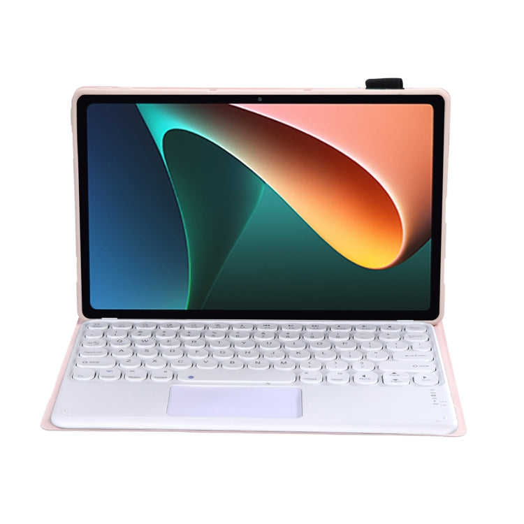 Y0N5-A TPU Tablet Case Lambskin Texture Round Keycap Bluetooth Keyboard Leather Tablet Case with Holder & Touchpad For Xiaomi Pad 5 / 5 Pro(Pink) - Others Keyboard by PMC TechLife | Online Shopping South Africa | PMC TechLife