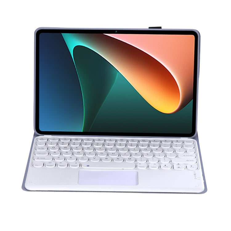 Y0N5-A TPU Tablet Case Lambskin Texture Round Keycap Bluetooth Keyboard Leather Tablet Case with Holder & Touchpad For Xiaomi Pad 5 / 5 Pro(Purple) - Others Keyboard by PMC TechLife | Online Shopping South Africa | PMC TechLife