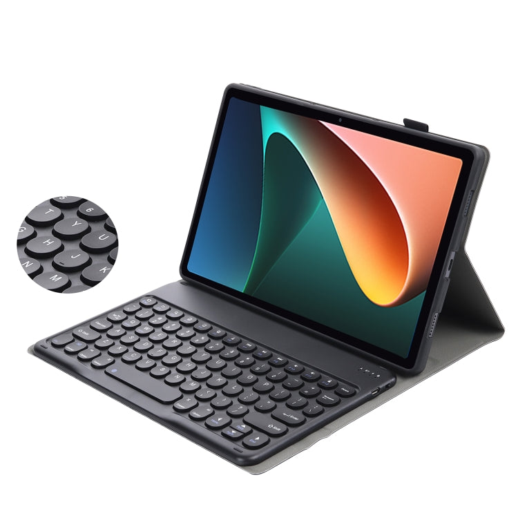 Y0N5 TPU Tablet Case Lambskin Texture Round Keycap Bluetooth Keyboard Leather Tablet Case with Holder For Xiaomi Pad 5 / 5 Pro(Black) - Others Keyboard by PMC TechLife | Online Shopping South Africa | PMC TechLife
