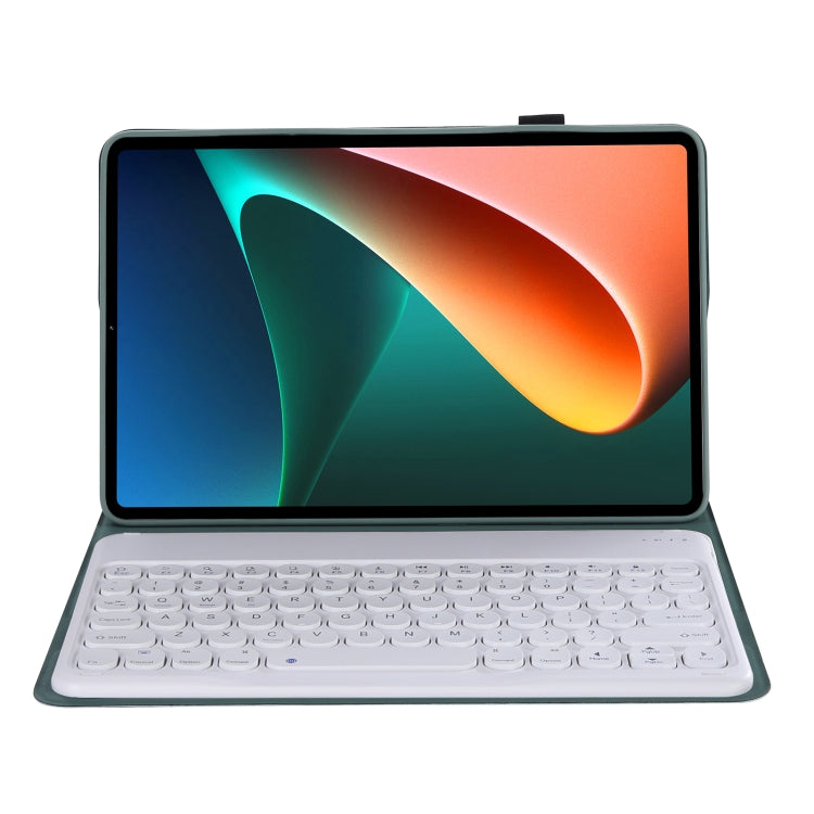 Y0N5 TPU Tablet Case Lambskin Texture Round Keycap Bluetooth Keyboard Leather Tablet Case with Holder For Xiaomi Pad 5 / 5 Pro(Dark Green) - free shipping - PMC TechLife - Order now!
