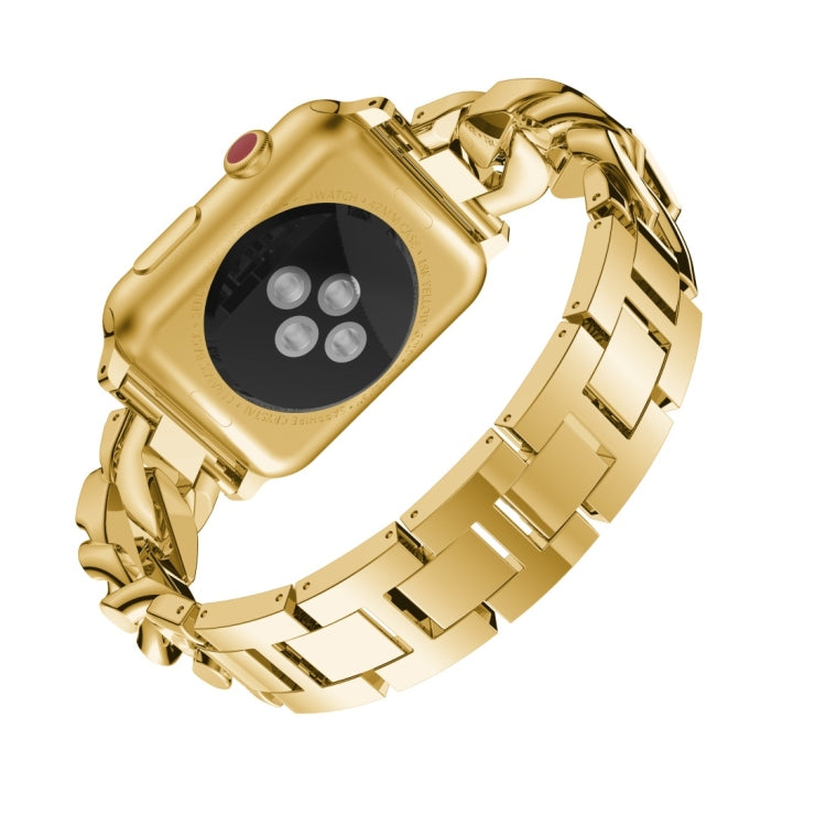 For Apple Watch Series 9&8&7 41mm / SE 3&SE 2&6&SE&5&4 40mm / 3&2&1 38mm Single Row Denim Diamond Alloy Watch Band(Gold) - Watch Bands by PMC TechLife | Online Shopping South Africa | PMC TechLife | Buy Now Pay Later Mobicred