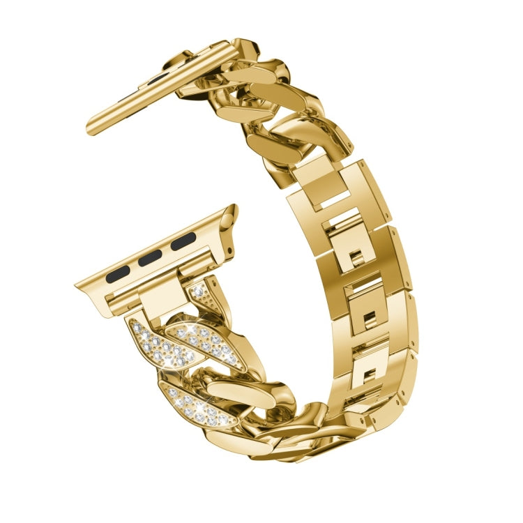 For Apple Watch Series 9&8&7 41mm / SE 3&SE 2&6&SE&5&4 40mm / 3&2&1 38mm Single Row Denim Diamond Alloy Watch Band(Gold) - Watch Bands by PMC TechLife | Online Shopping South Africa | PMC TechLife | Buy Now Pay Later Mobicred