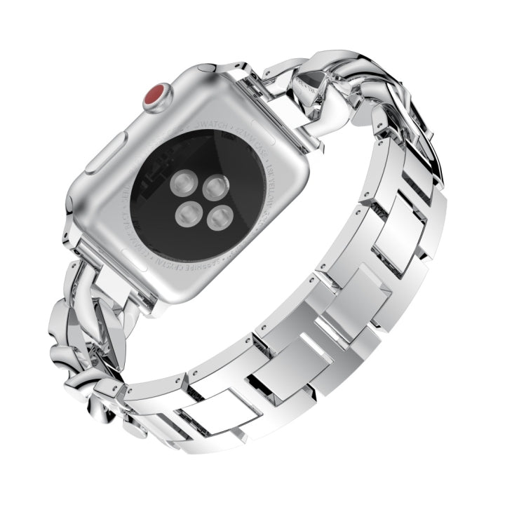 For Apple Watch Series 9&8&7 41mm / SE 3&SE 2&6&SE&5&4 40mm / 3&2&1 38mm Single Row Denim Diamond Alloy Watch Band(Silver) - free shipping - PMC TechLife - Order now!