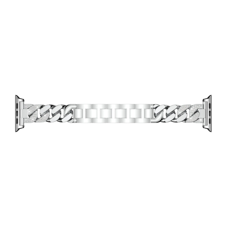 For Apple Watch Series 9&8&7 41mm / SE 3&SE 2&6&SE&5&4 40mm / 3&2&1 38mm Single Row Denim Diamond Alloy Watch Band(Silver) - free shipping - PMC TechLife - Order now!