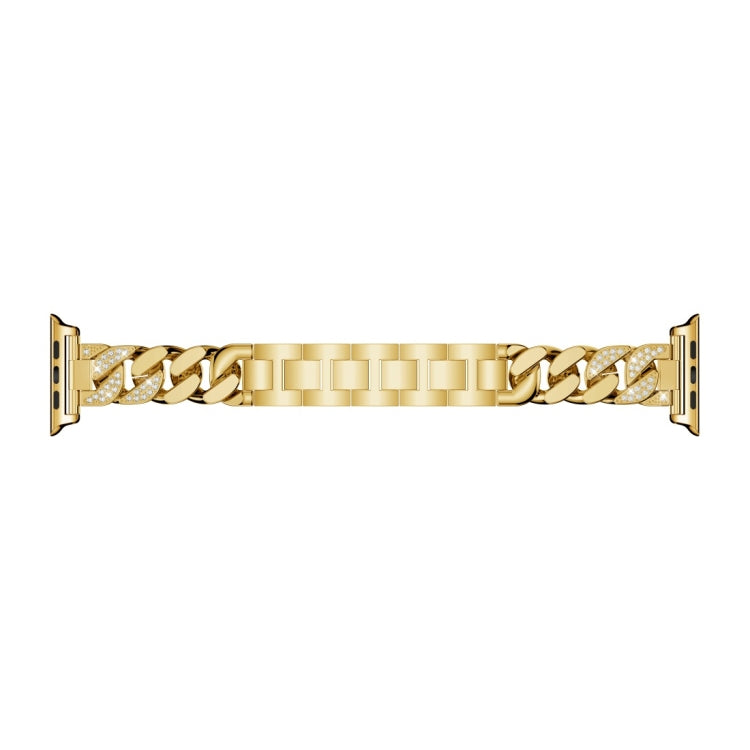 For Apple Watch Series 8&7 45mm / SE 2&6&SE&5&4 44mm / 3&2&1 42mm Single Row Denim Diamond Alloy Watch Band(Gold) - Watch Bands by PMC TechLife | Online Shopping South Africa | PMC TechLife | Buy Now Pay Later Mobicred