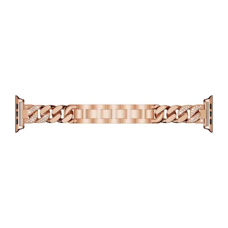 For Apple Watch Series 8&7 45mm / SE 2&6&SE&5&4 44mm / 3&2&1 42mm Single Row Denim Diamond Alloy Watch Band(Rose Gold) - Watch Bands by PMC TechLife | Online Shopping South Africa | PMC TechLife | Buy Now Pay Later Mobicred
