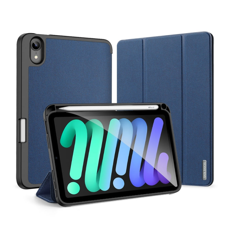 For iPad mini 7 / mini 6 DUX DUCIS Domo Series Horizontal Flip Magnetic TPU + PU Leather Tablet Case with Three-folding Holder & Pen Slot(Blue) - iPad mini 6 Cases by DUX DUCIS | Online Shopping South Africa | PMC TechLife | Buy Now Pay Later Mobicred