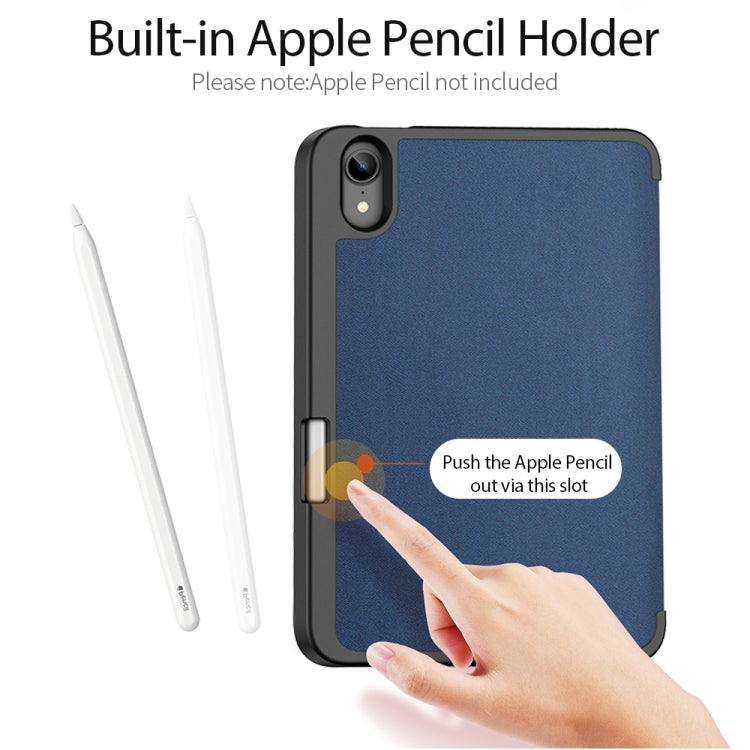 For iPad mini 7 / mini 6 DUX DUCIS Domo Series Horizontal Flip Magnetic TPU + PU Leather Tablet Case with Three-folding Holder & Pen Slot(Blue) - iPad mini 6 Cases by DUX DUCIS | Online Shopping South Africa | PMC TechLife | Buy Now Pay Later Mobicred