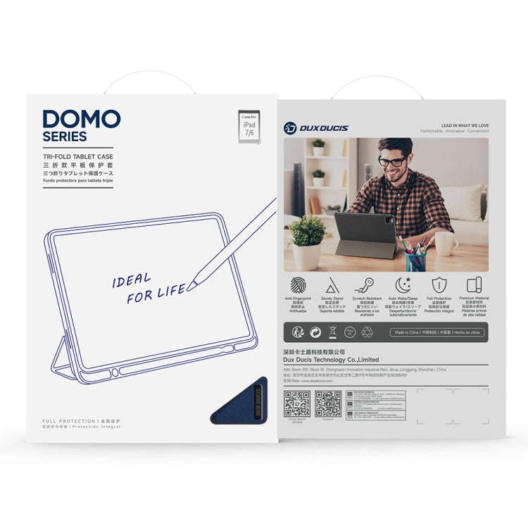 For iPad mini 7 / mini 6 DUX DUCIS Domo Series Horizontal Flip Magnetic TPU + PU Leather Tablet Case with Three-folding Holder & Pen Slot(Blue) - iPad mini 6 Cases by DUX DUCIS | Online Shopping South Africa | PMC TechLife | Buy Now Pay Later Mobicred