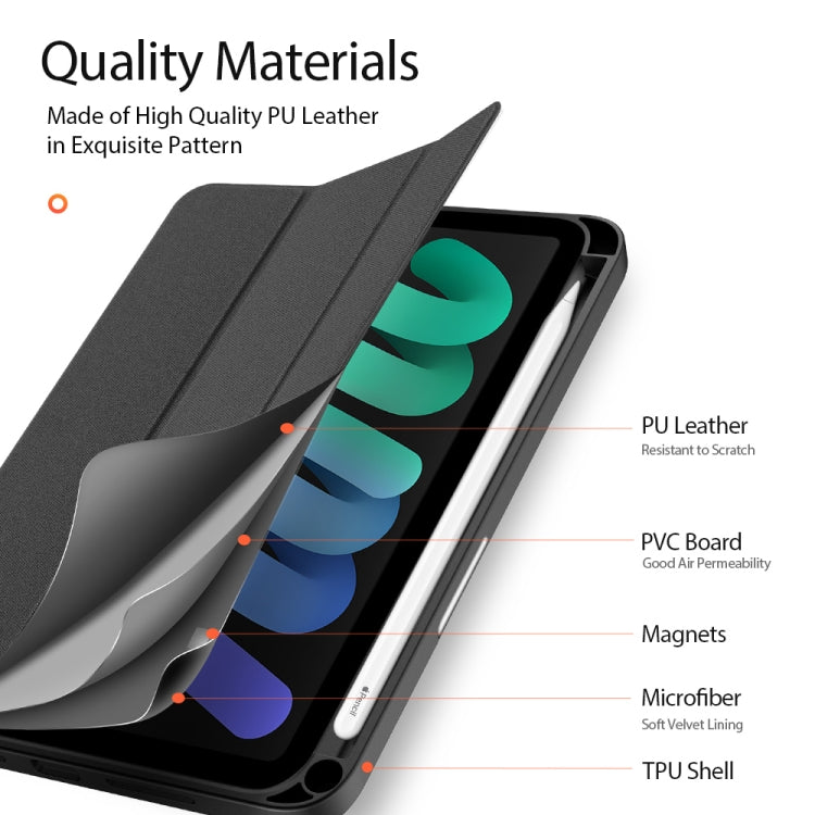 For iPad mini 7 / mini 6 DUX DUCIS Domo Series Horizontal Flip Magnetic TPU + PU Leather Tablet Case with Three-folding Holder & Pen Slot(Black) - free shipping - PMC Jewellery - Order now!